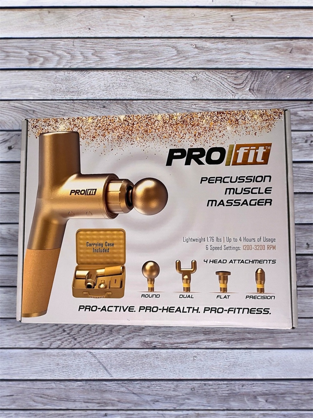 NEW PROfit Percussion Muscle Massager with 4 heads - Gold
